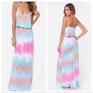 Tye dye pink and blue Maxi Dress